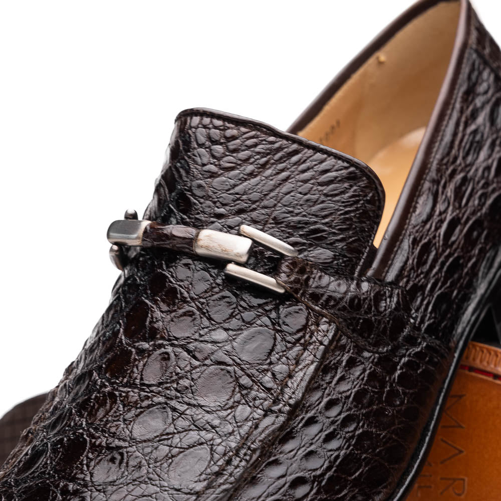 Marco Di Milano Fabro Caiman Crocodile Bit Loafers Brown