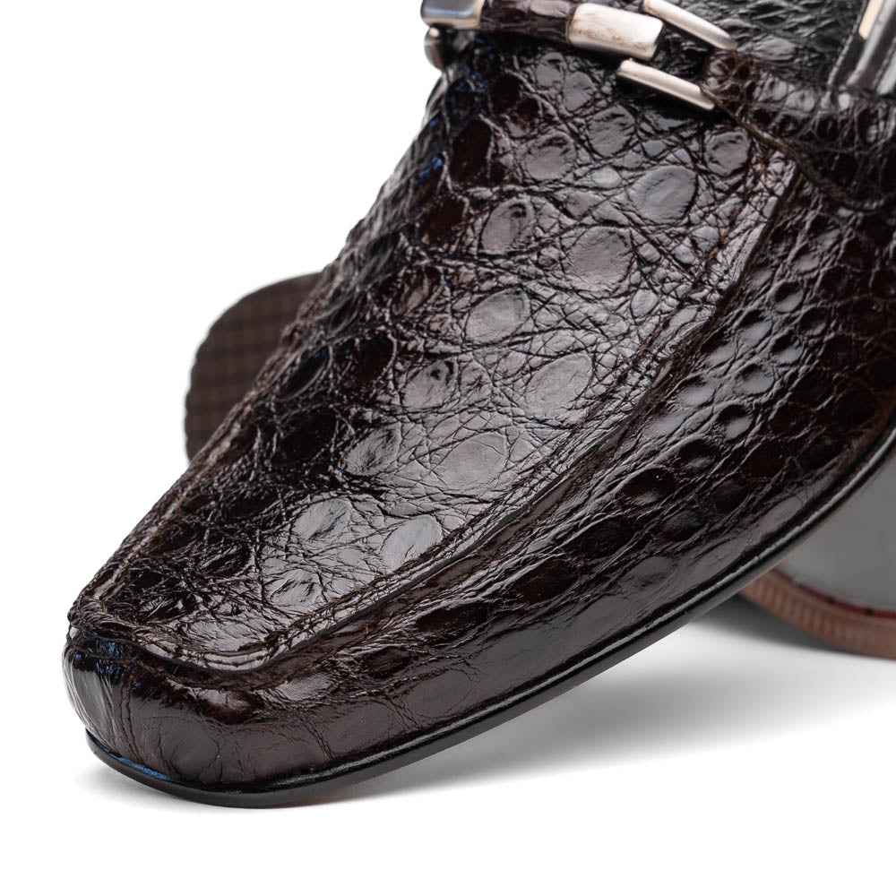 Marco Di Milano Fabro Caiman Crocodile Bit Loafers Brown