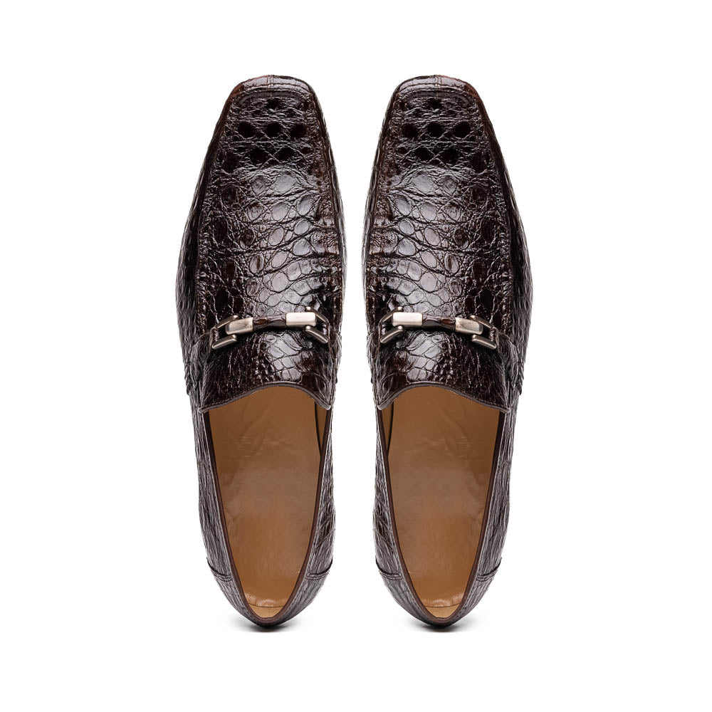 Marco Di Milano Fabro Caiman Crocodile Bit Loafers Brown
