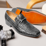 Marco Di Milano Fabro Caiman Crocodile Bit Loafers Grey