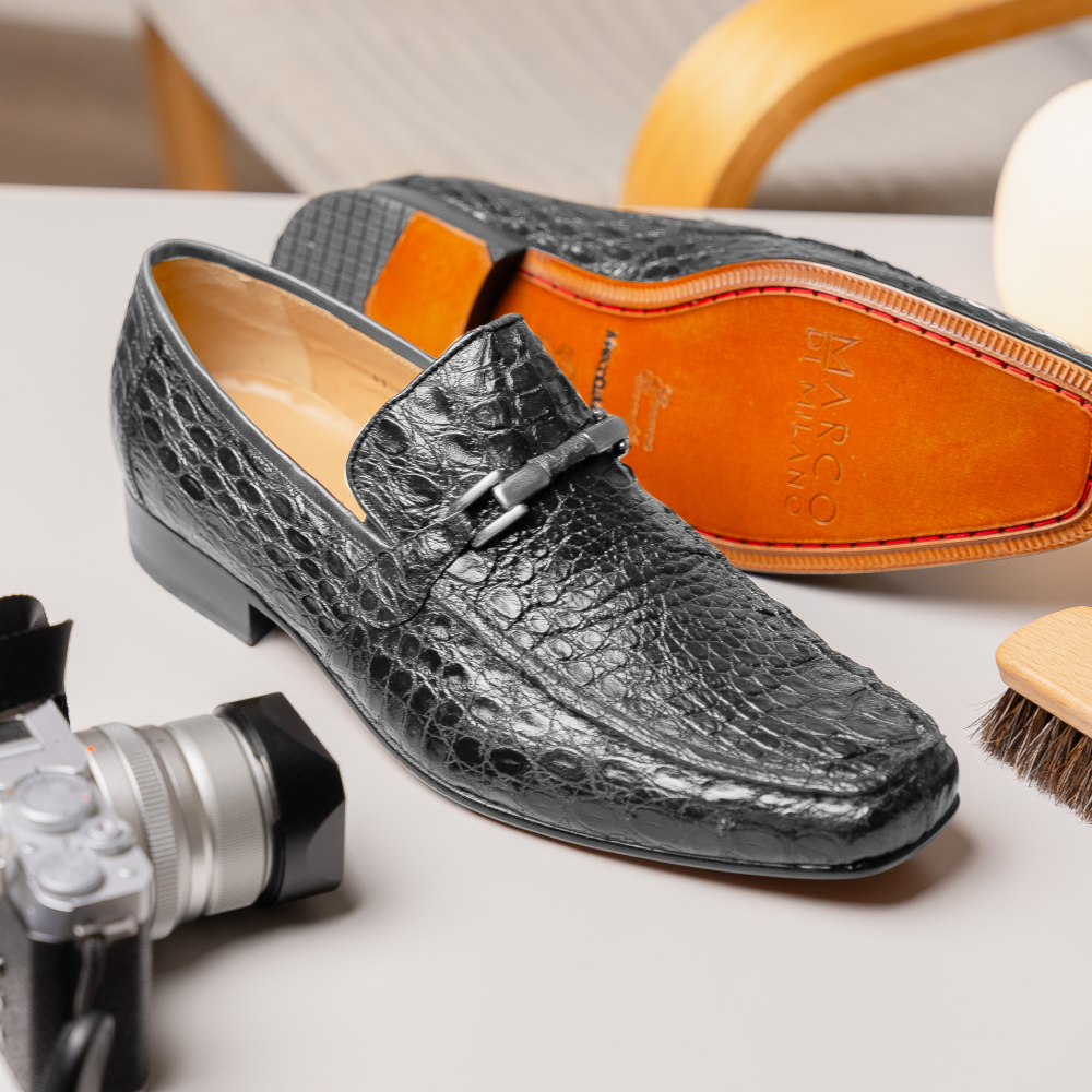 Marco Di Milano Fabro Caiman Crocodile Bit Loafers Grey