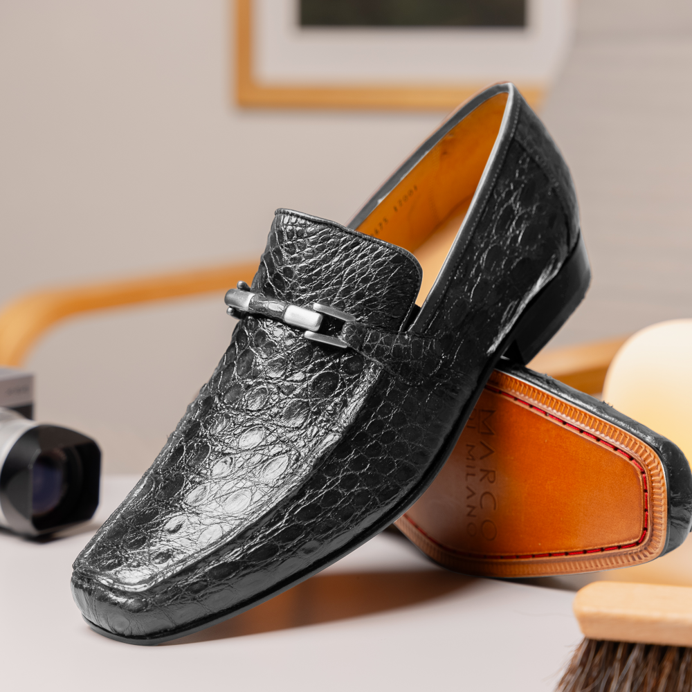 Marco Di Milano Fabro Caiman Crocodile Bit Loafers Grey