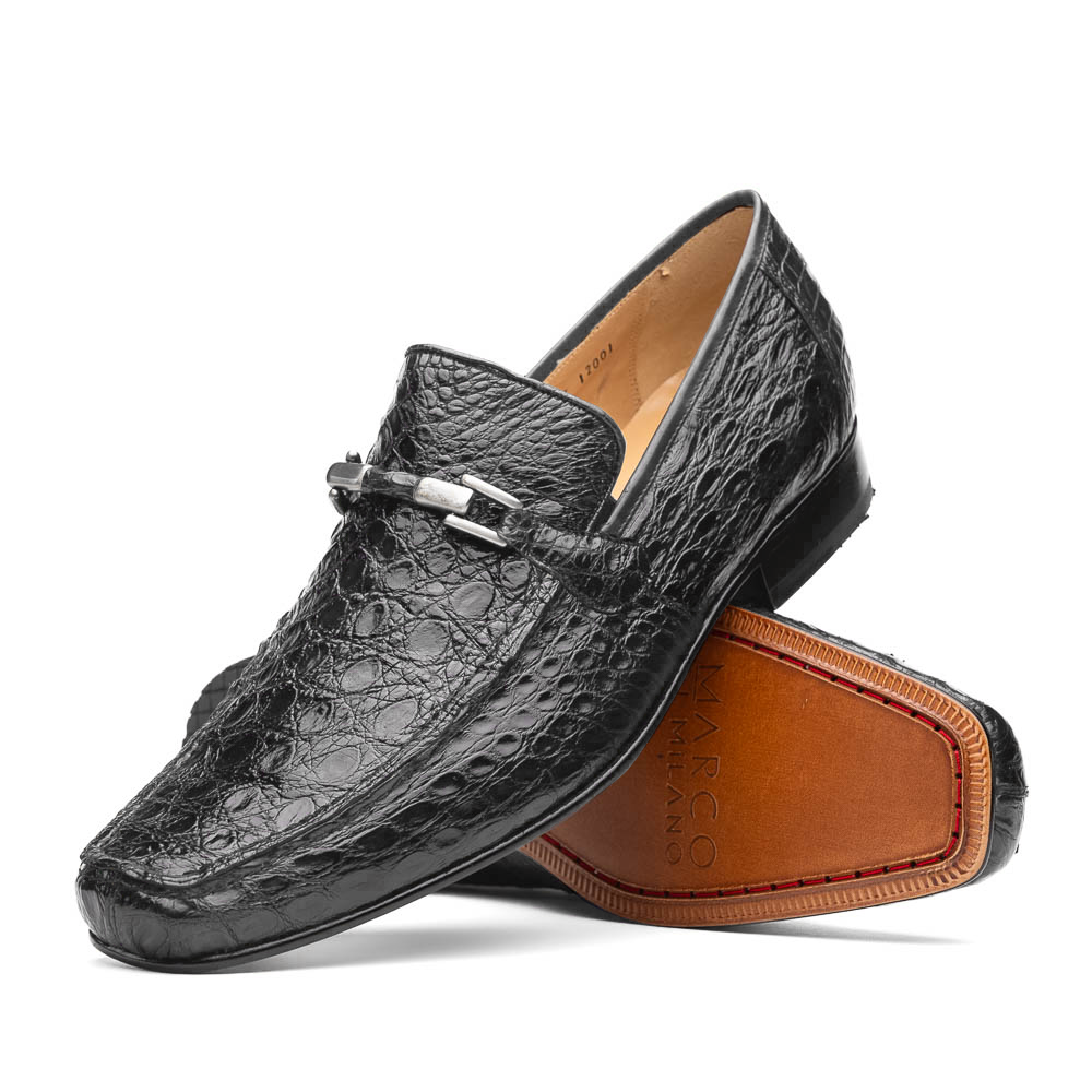 Marco Di Milano Fabro Caiman Crocodile Bit Loafers Grey