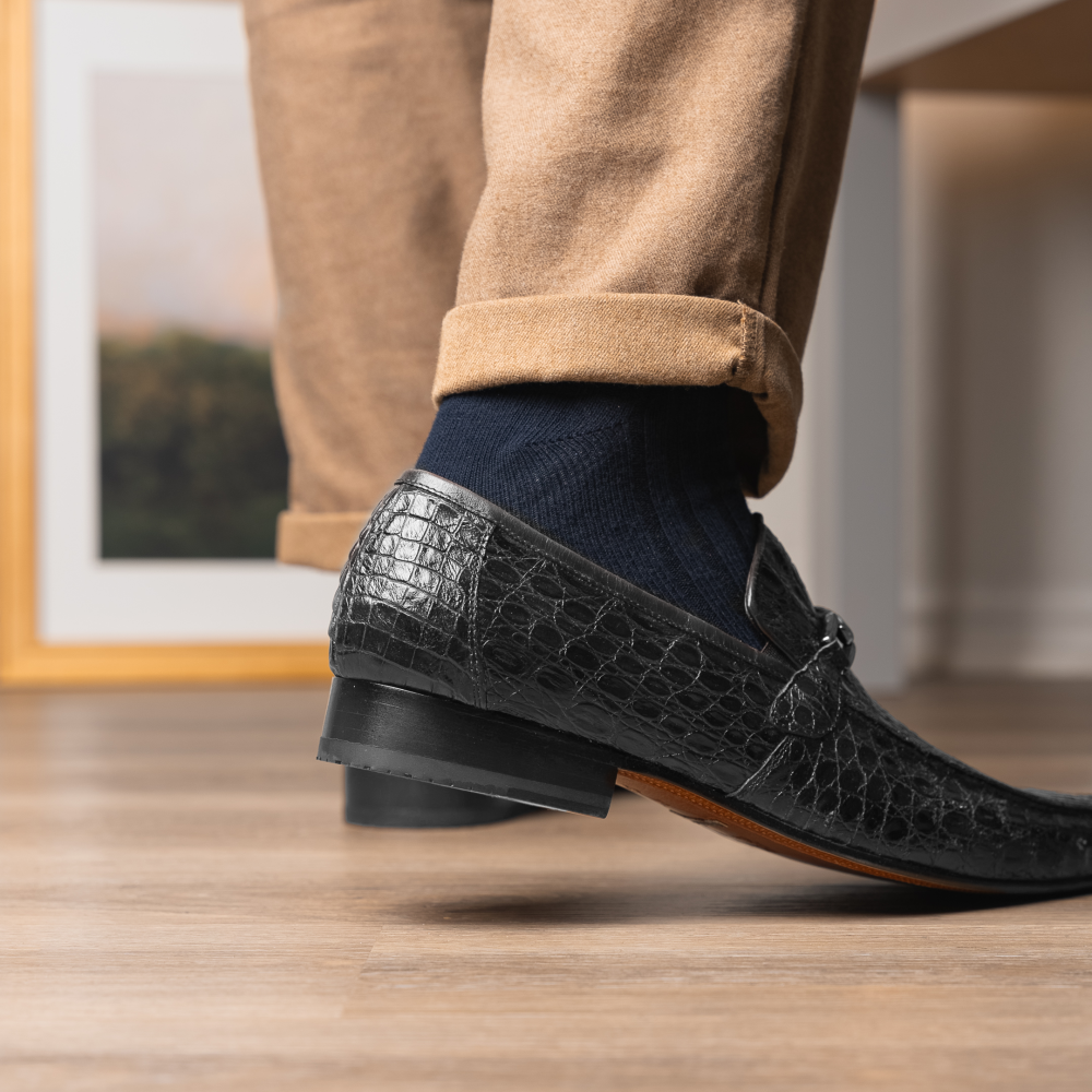 Marco Di Milano Fabro Caiman Crocodile Bit Loafers Grey