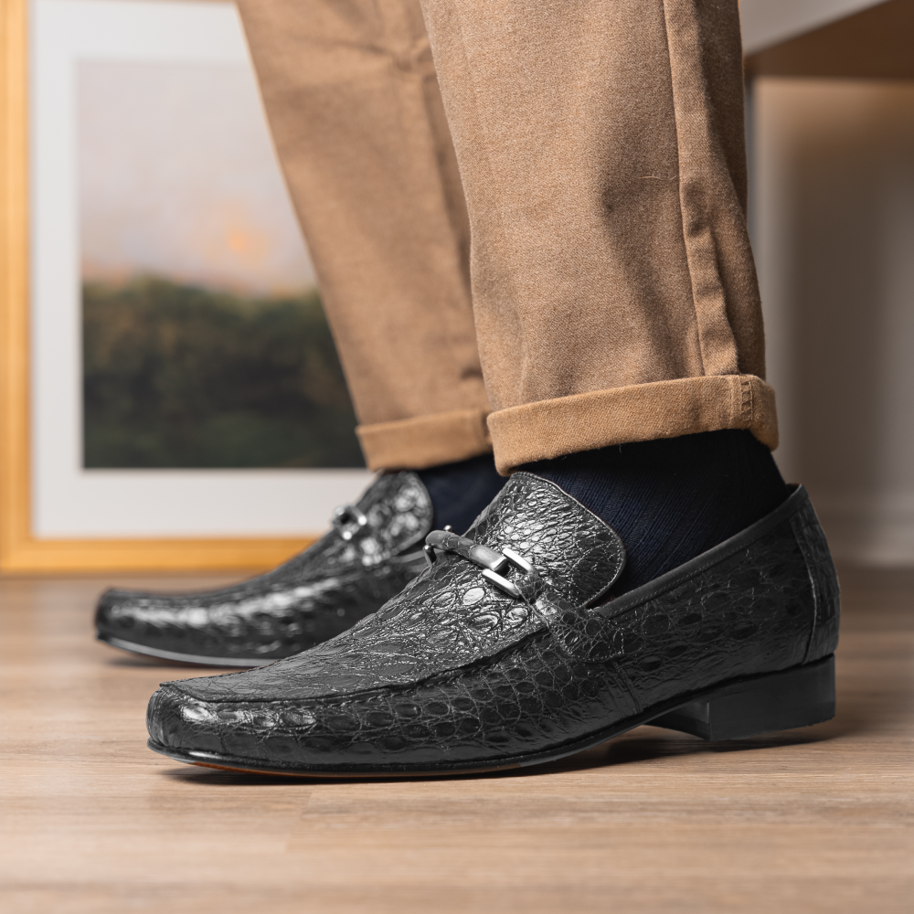 Marco Di Milano Fabro Caiman Crocodile Bit Loafers Grey