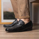 Marco Di Milano Fabro Caiman Crocodile Bit Loafers Black