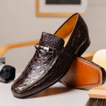 Marco Di Milano Fabro Caiman Crocodile Bit Loafers Brown
