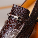 Marco Di Milano Fabro Caiman Crocodile Bit Loafers Brown