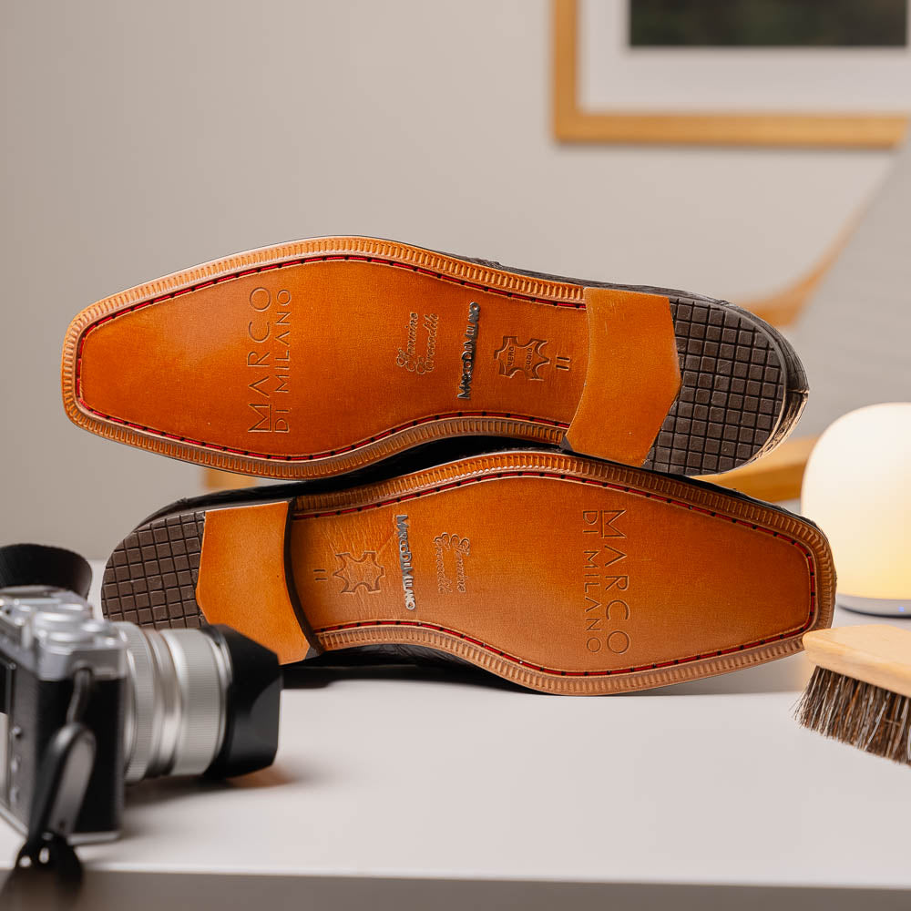 Marco Di Milano Fabro Caiman Crocodile Bit Loafers Brown