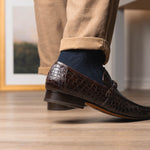 Marco Di Milano Fabro Caiman Crocodile Bit Loafers Brown