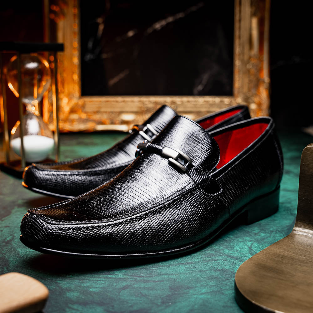 Marco Di Milano Fabro Lizard Bit Loafers Black