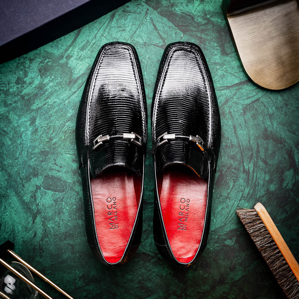 Marco Di Milano Fabro Lizard Bit Loafers Black