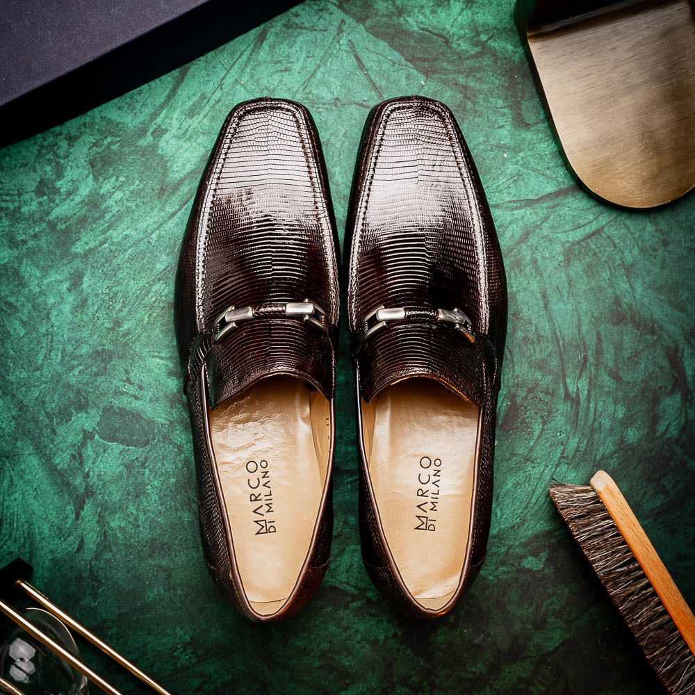 Marco Di Milano Fabro Lizard Bit Loafers Brown