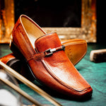 Marco Di Milano Fabro Lizard Bit Loafers Cognac