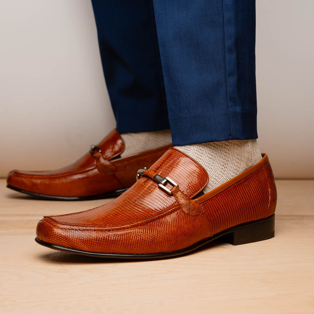 Marco Di Milano Fabro Lizard Bit Loafers Cognac