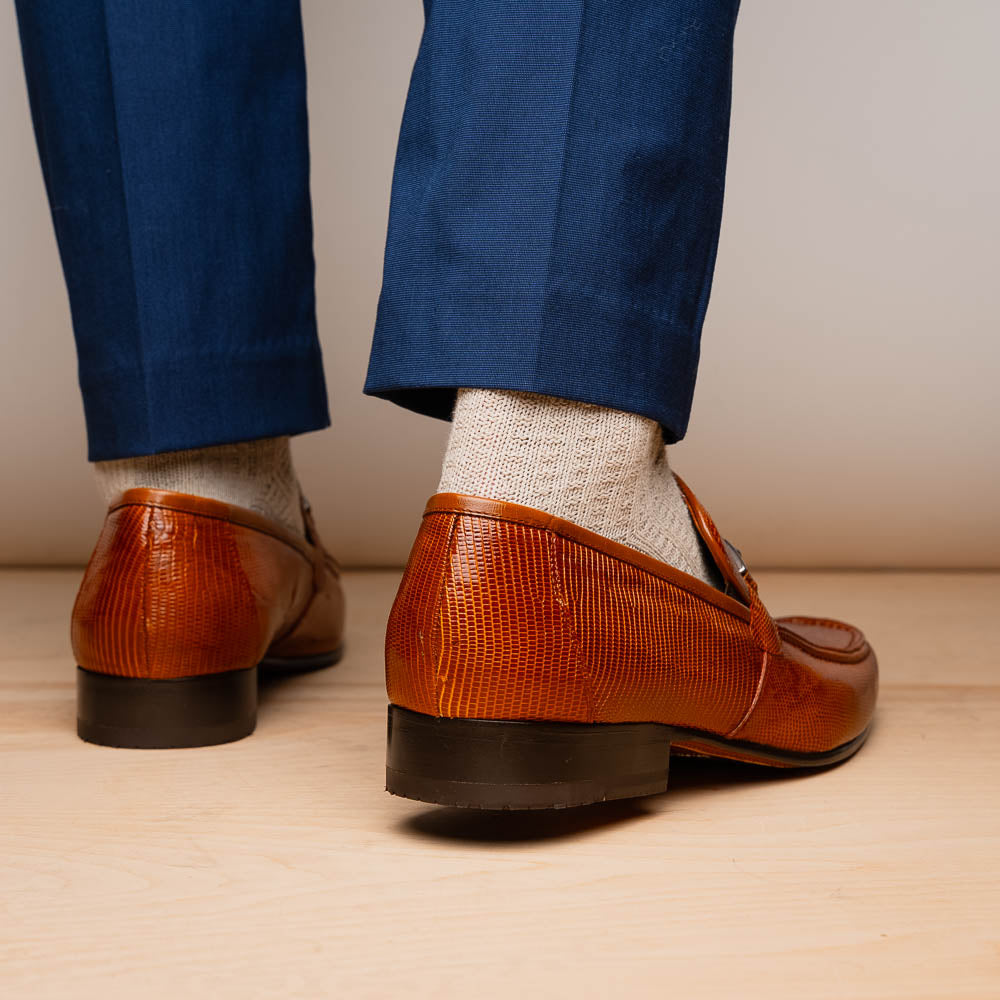 Marco Di Milano Fabro Lizard Bit Loafers Cognac