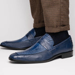 Marco Di Milano Fangio Ostrich Penny Loafers Denim Blue