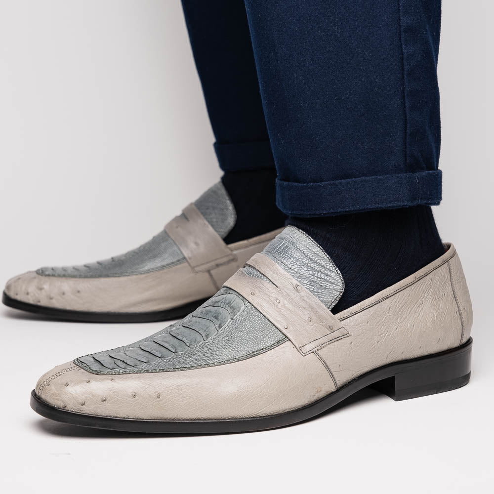 Marco Di Milano Fangio Ostrich Penny Loafers Grey