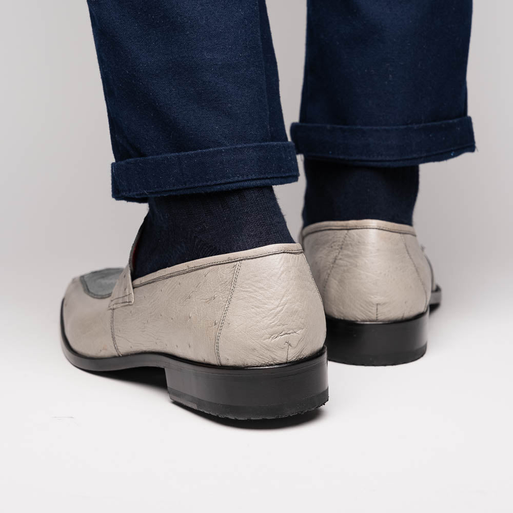 Marco Di Milano Fangio Ostrich Penny Loafers Grey