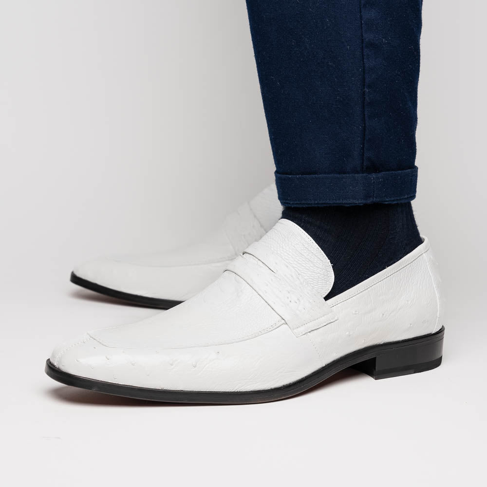 Marco Di Milano Fangio Ostrich Penny Loafers White