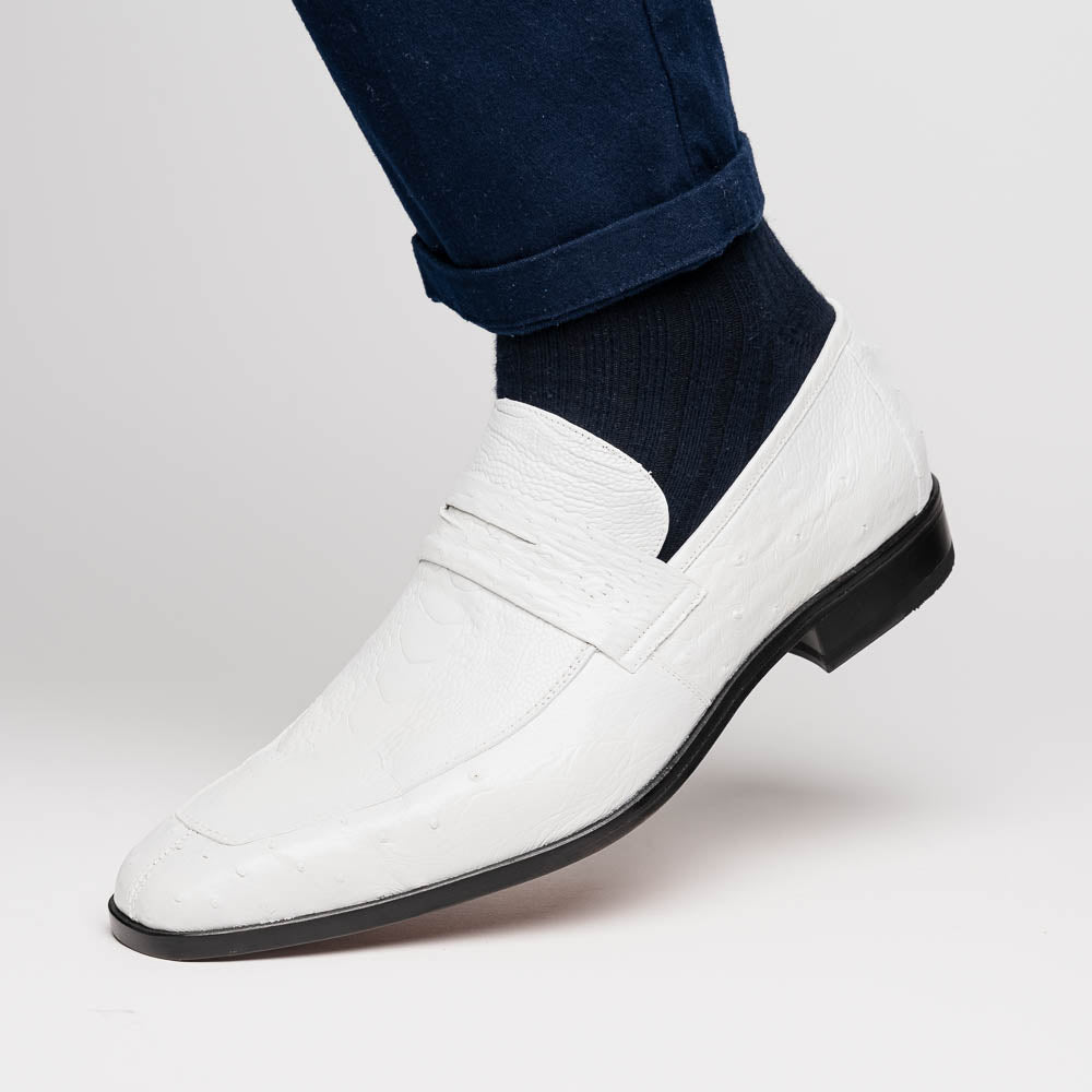 Marco Di Milano Fangio Ostrich Penny Loafers White