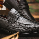 Marco Di Milano Fangio Ostrich Penny Loafer Black