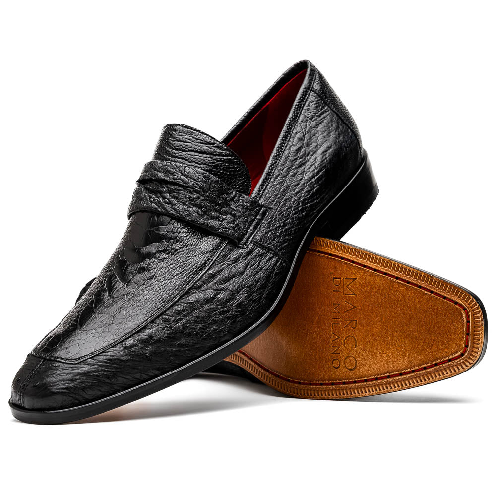 Marco Di Milano Fangio Ostrich Penny Loafer Black