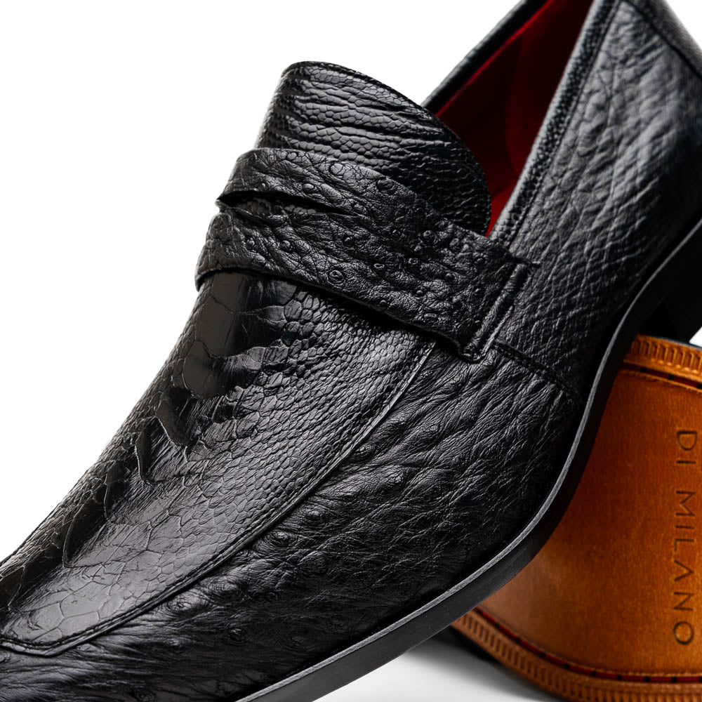 Marco Di Milano Fangio Ostrich Penny Loafer Black