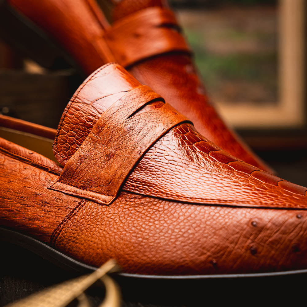 Marco Di Milano Fangio Ostrich Penny Loafer Cognac