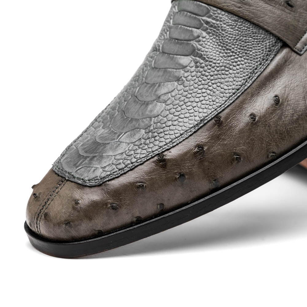 Marco Di Milano Fangio Ostrich Penny Loafer Serpentine Grey