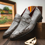 Marco Di Milano Fangio Ostrich Penny Loafer Serpentine Grey