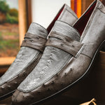 Marco Di Milano Fangio Ostrich Penny Loafer Serpentine Grey