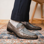 Marco Di Milano Fangio Ostrich Penny Loafer Serpentine Grey