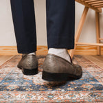 Marco Di Milano Fangio Ostrich Penny Loafer Serpentine Grey