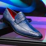 Marco Di Milano Fangio Ostrich Penny Loafers Denim Blue