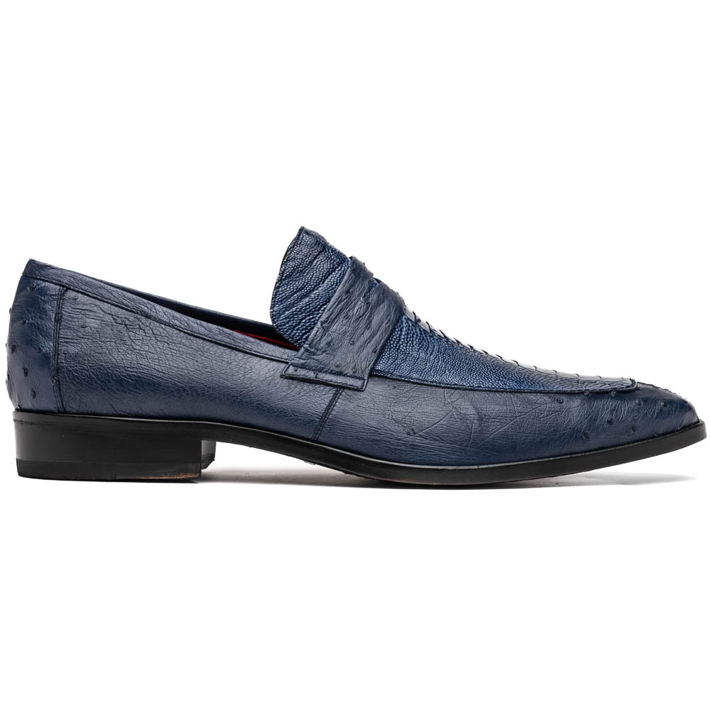 Marco Di Milano Fangio Ostrich Penny Loafers Denim Blue