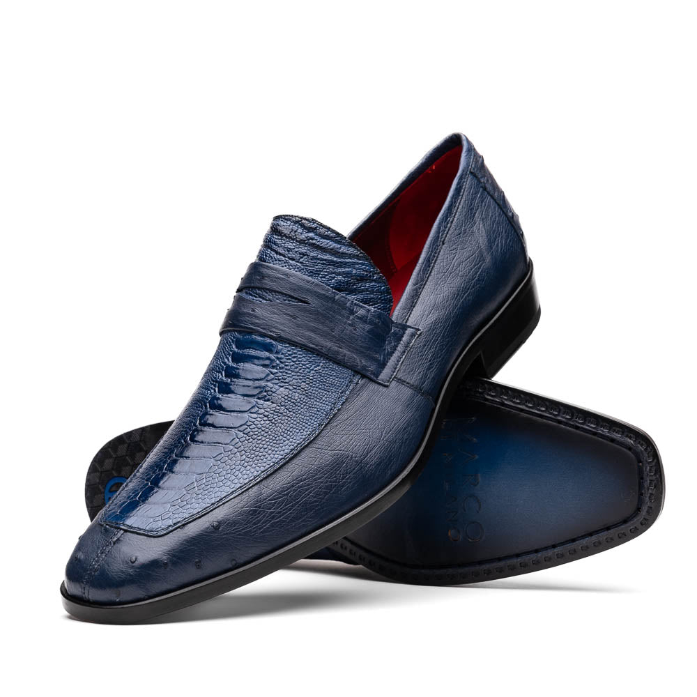 Marco Di Milano Fangio Ostrich Penny Loafers Denim Blue