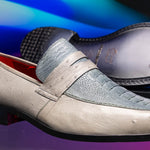 Marco Di Milano Fangio Ostrich Penny Loafers Grey