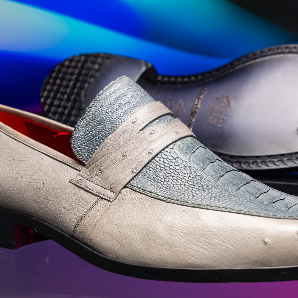 Marco Di Milano Fangio Ostrich Penny Loafers Grey