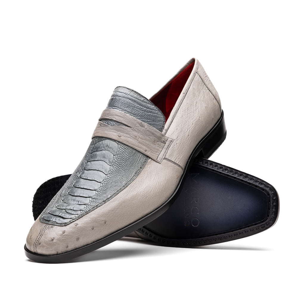 Marco Di Milano Fangio Ostrich Penny Loafers Grey