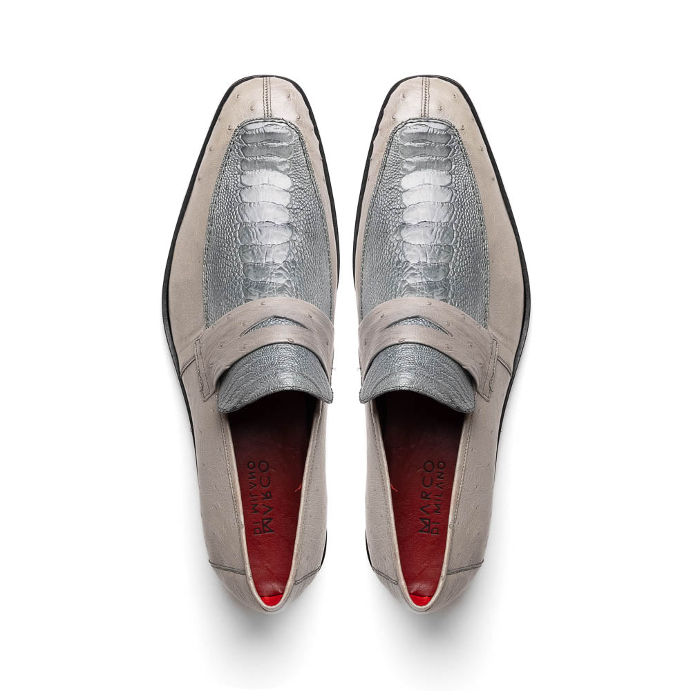 Marco Di Milano Fangio Ostrich Penny Loafers Grey