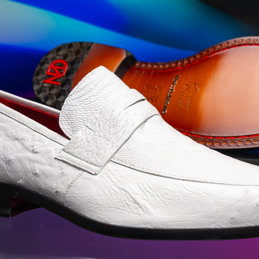 Marco Di Milano Fangio Ostrich Penny Loafers White