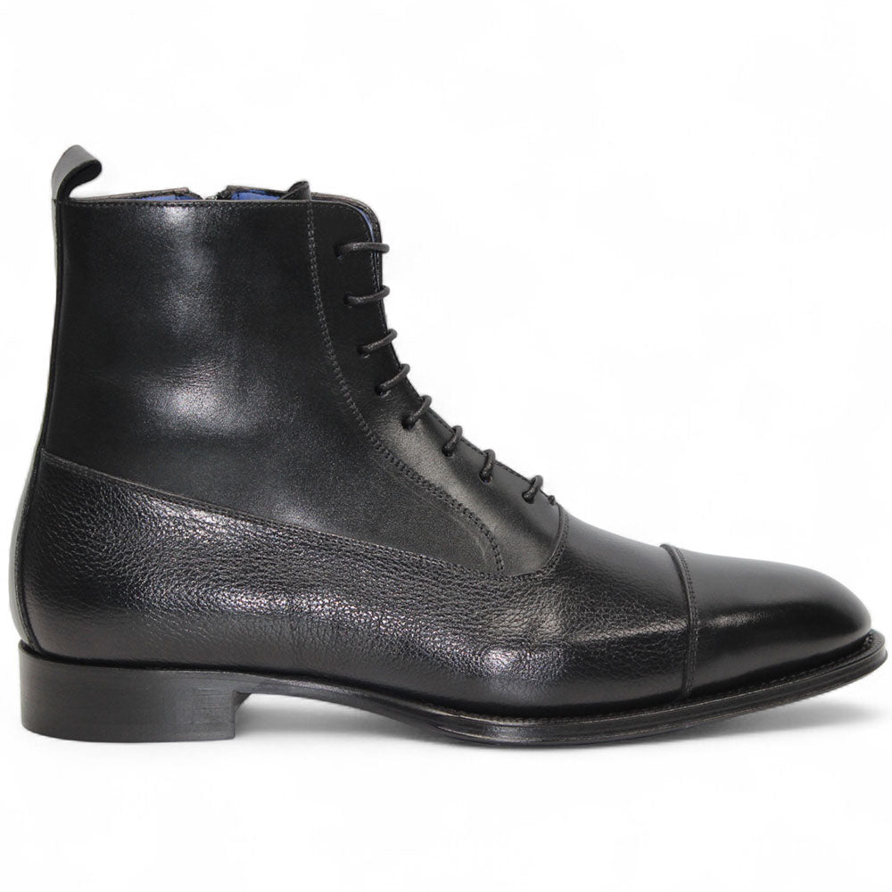 Emilio Franco Artigiana Fausto Leather/Pebble Grain Leather Shoes Black