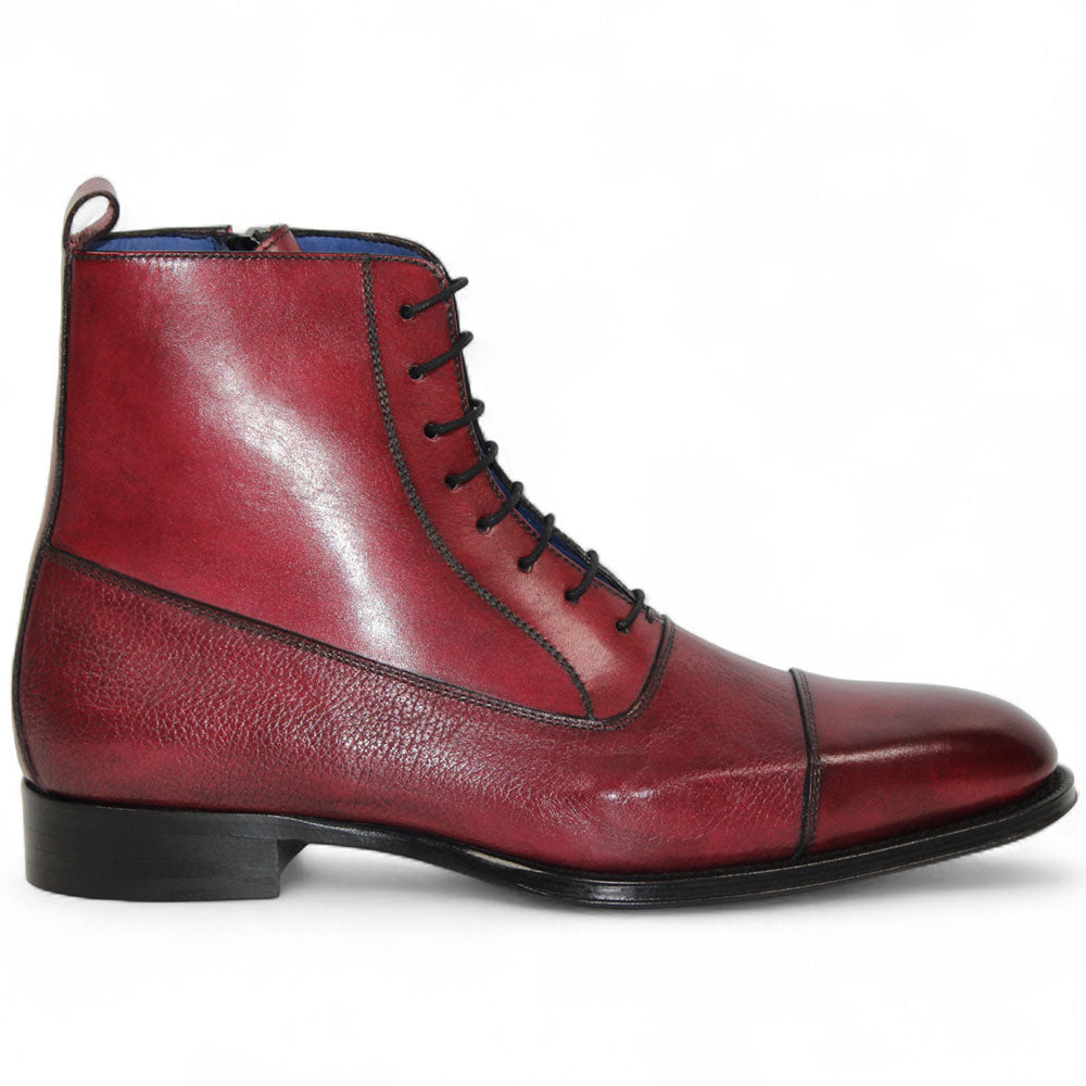 Emilio Franco Artigiana Fausto Leather/Pebble Grain Leather Shoes Red