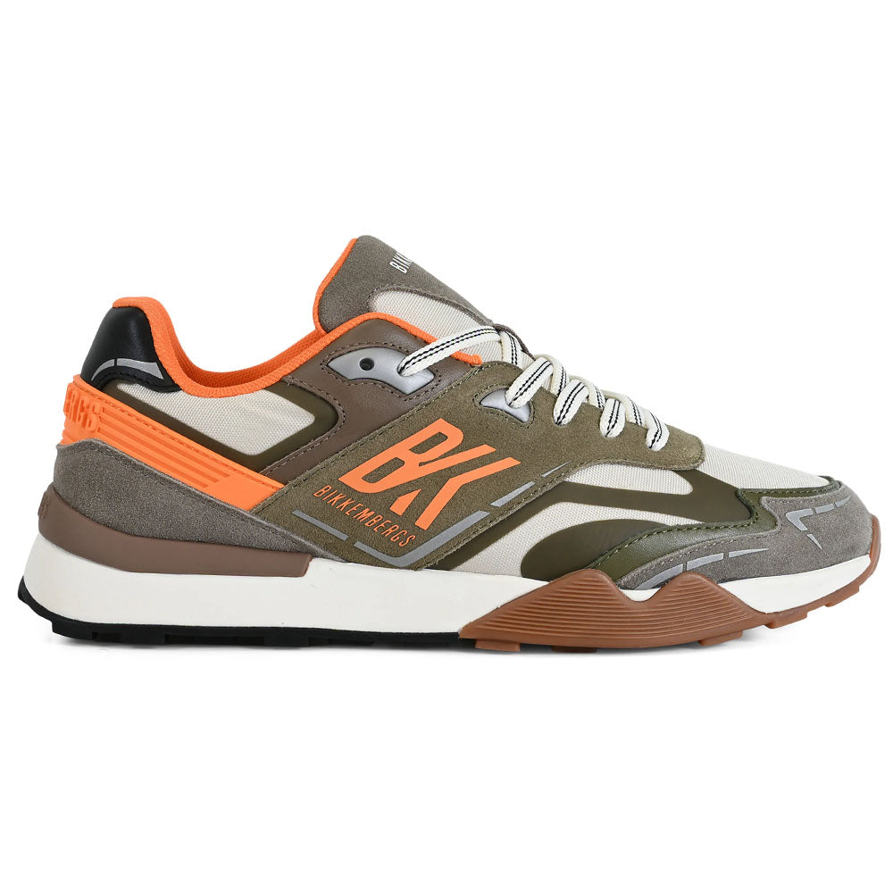 Bikkembergs Retro Suede / Leather / Fabric Sneaker Forest / Orange