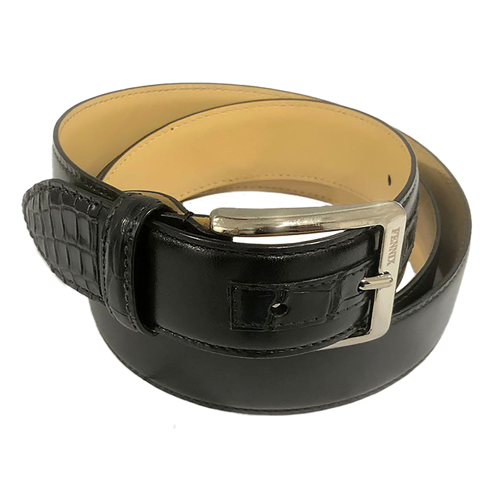 Fennix 307 Calfskin & Alligator Belt Black