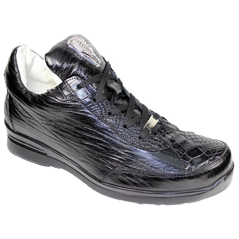 Fennix Alex Alligator and Deer Lace-up Sneakers Black