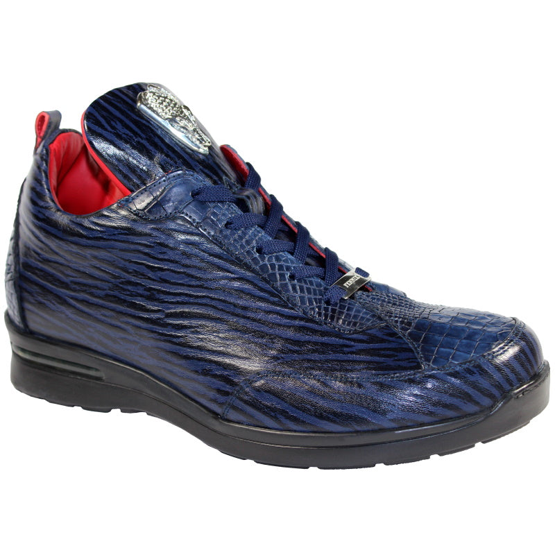 Fennix Alex Calfskin & Alligator Sneakers Blue