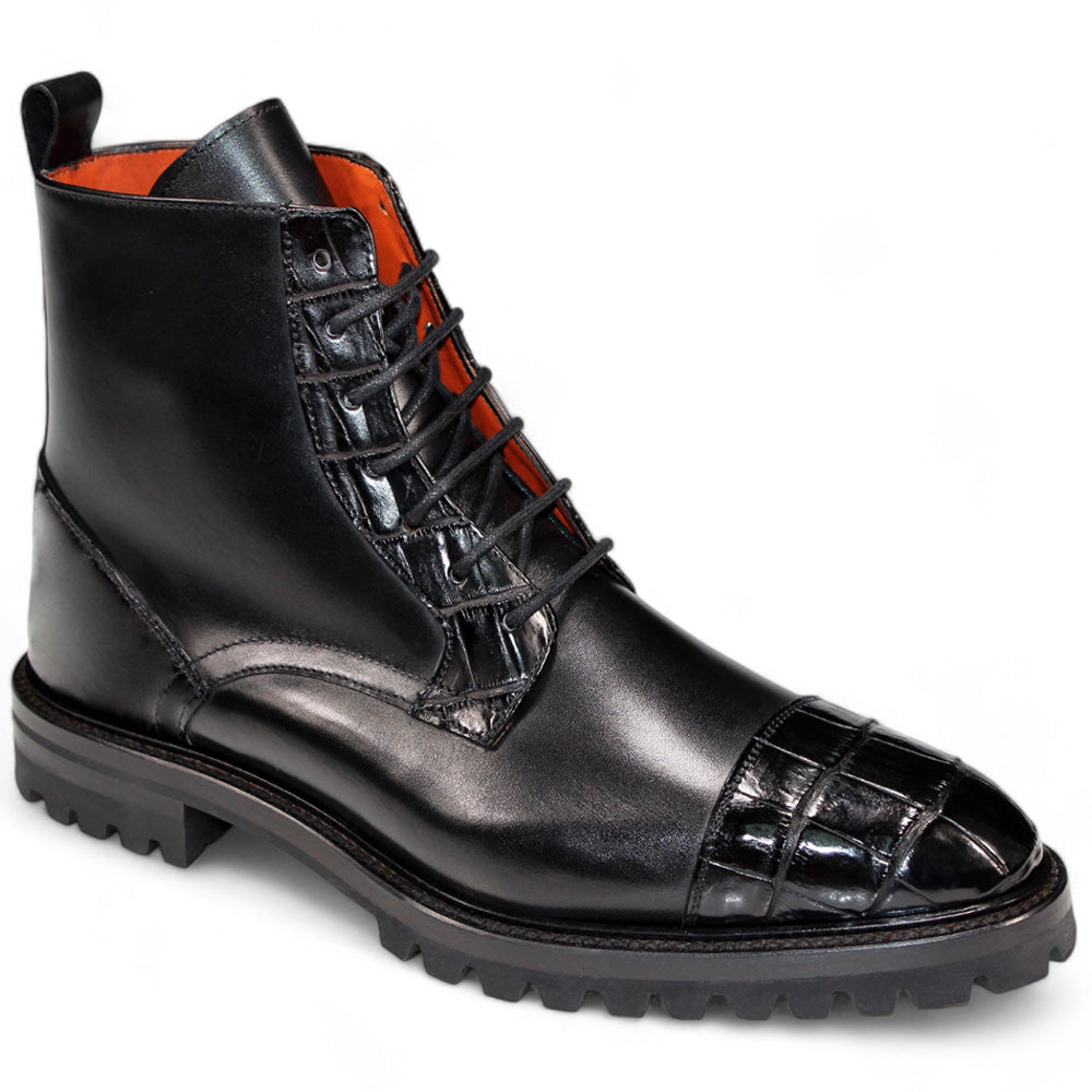 Fennix Bastian Genuine Alligator/ Leather Boots Black