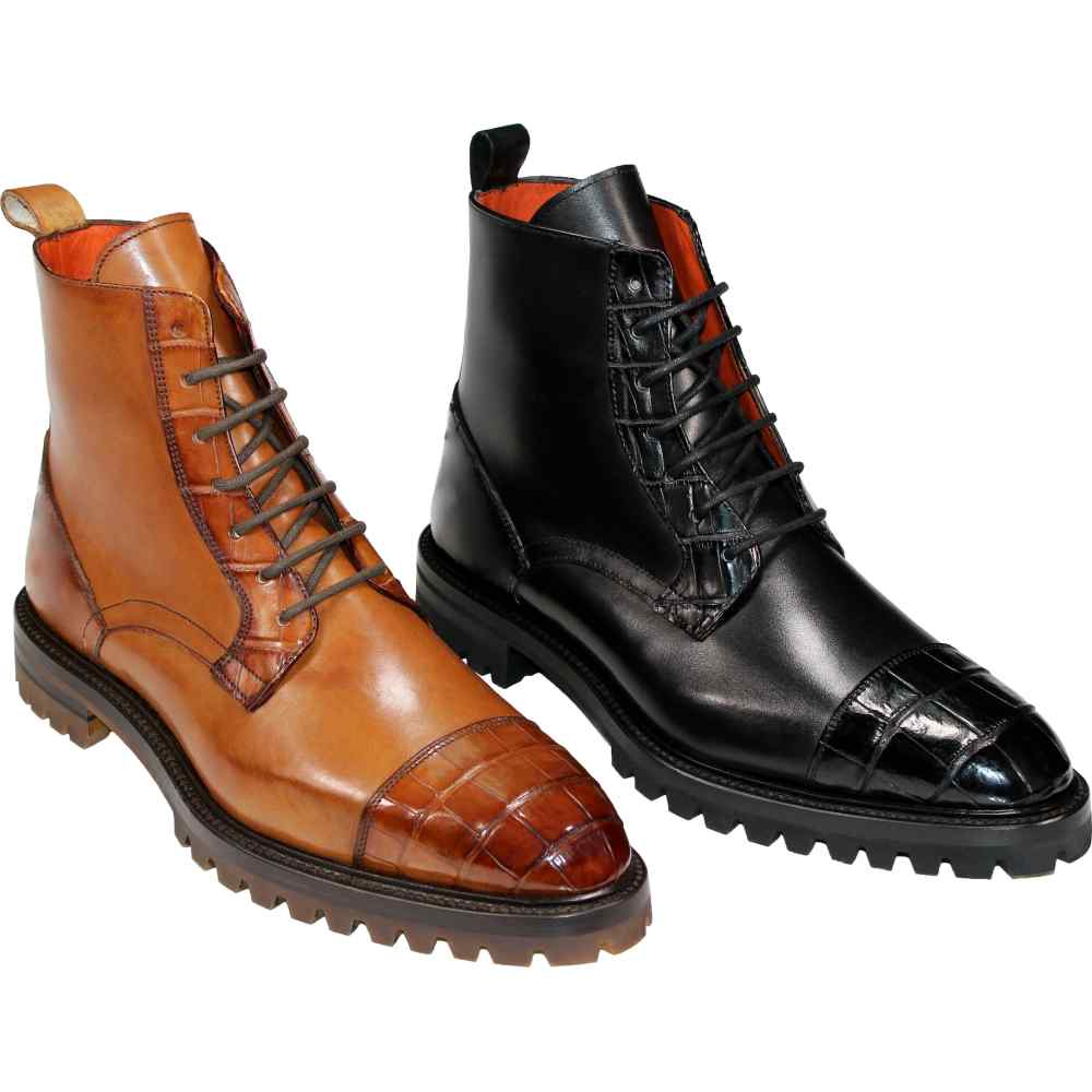Fennix Bastian Genuine Alligator/ Leather Boots Gold